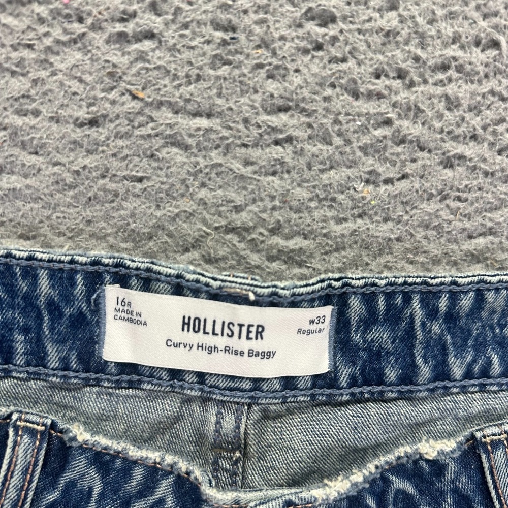 Hollister Jeans Women's 16 Blue Cotton Denim Straight Baggy Curvy Streetwear - Picture 4 of 12